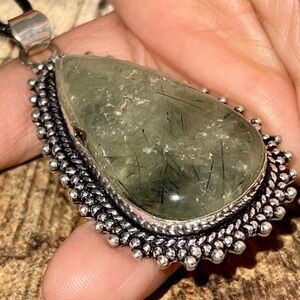 Yellow Green Prehnite Pendant 2 1/2”